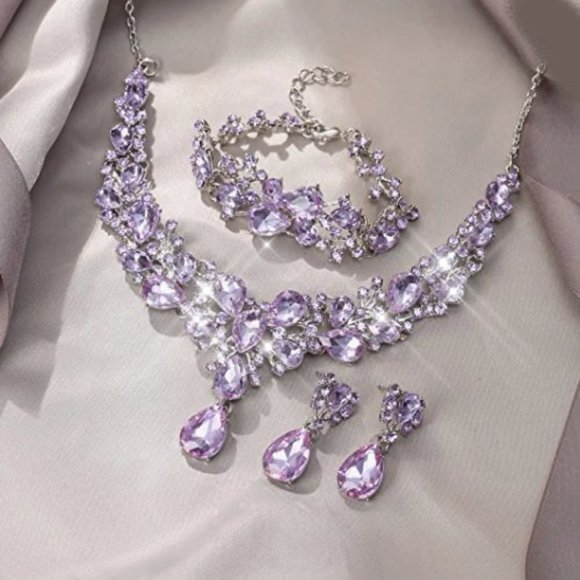 NEW Sparkling Bling Swarovski Crystal Rhinestone Wedding Necklace Set + … - Picture 4 of 16